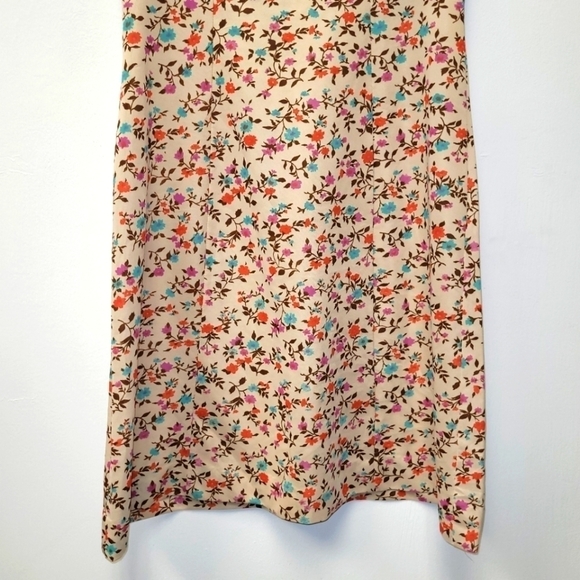 Vintage 70s Montgomery Wards Beige Print Floral Spring Dress Size 16 - Picture 6 of 12